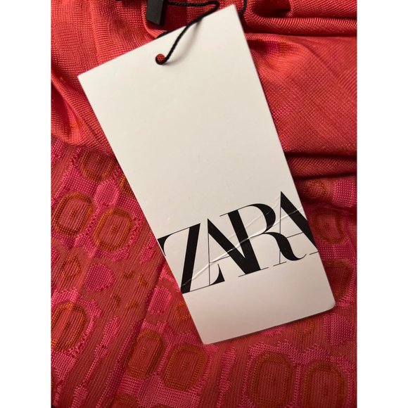 Zara Jacquard V-Neck Midi Dress M NWT - Picture 9 of 10